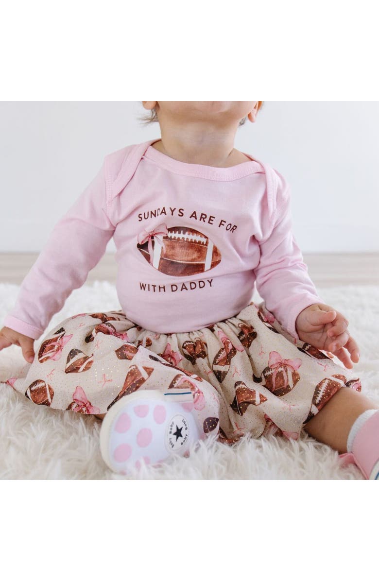 Sweet Wink Football With Daddy Long Sleeve Bodysuit, Alternate, color, Ballet Pink