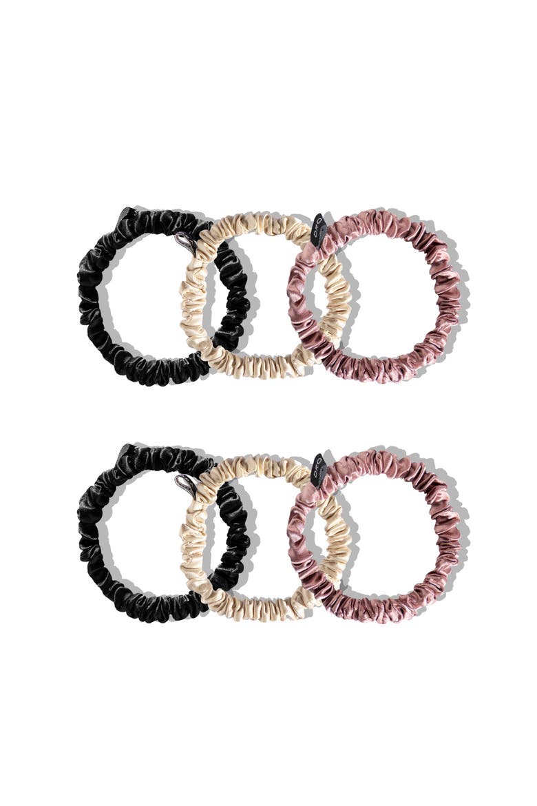 Skinny Scrunchie Set, Main, color, Pink, Black & Gold
