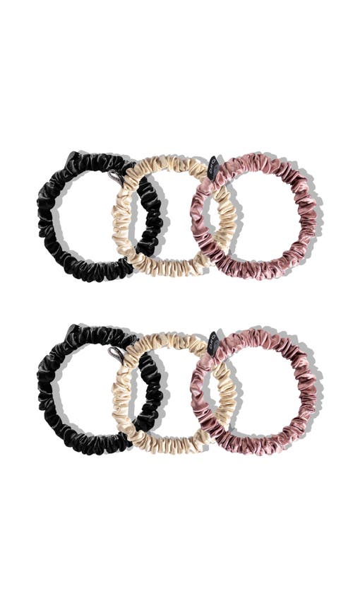 Drowsy Sleep Co. Skinny Scrunchie Set in Pink/black & Gold at Nordstrom