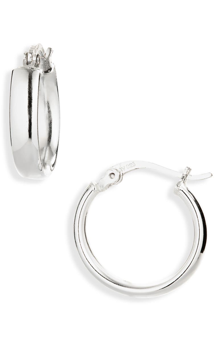 ARGENTO VIVO Sterling Silver Flat Hoop Earrings, Main, color, Silver