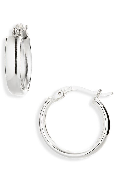 Sterling Silver Flat Hoop Earrings