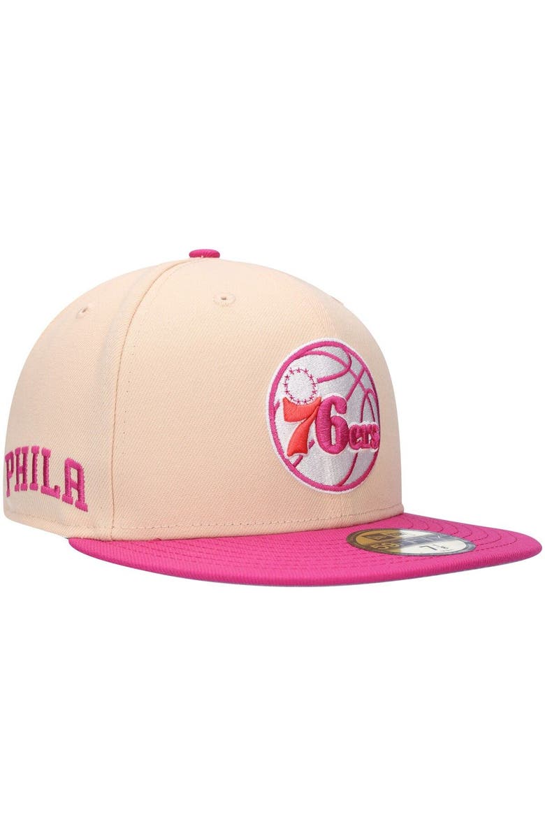New Era Men's New Era Orange/Pink Philadelphia 76ers Passion Mango 59FIFTY Fitted Hat, Main, color, 