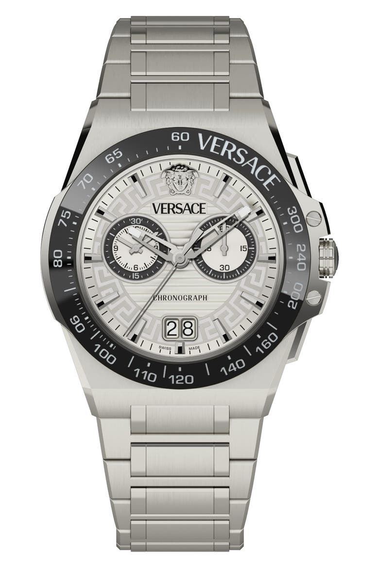 Greca Reaction Chronograph Bracelet Watch, 43mm, Alternate, color, STAINLESS STEEL