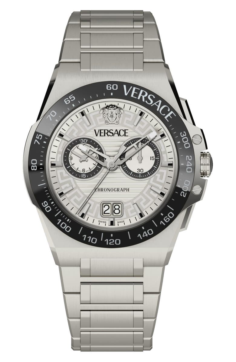 Versace Greca Reaction Chronograph Bracelet Watch, 43mm, Alternate, color,