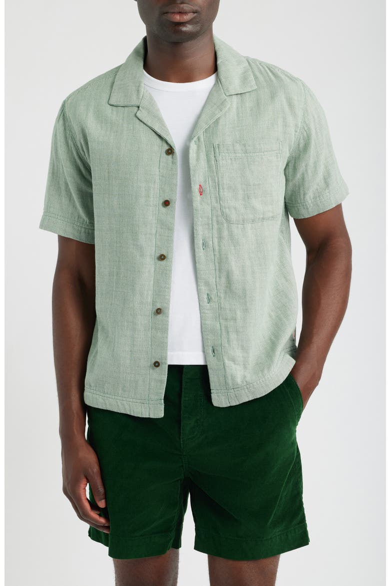 The Cliffs Summer Cloth Camp Shirt, Main, color, IRISH RACING GREEN STRIPE