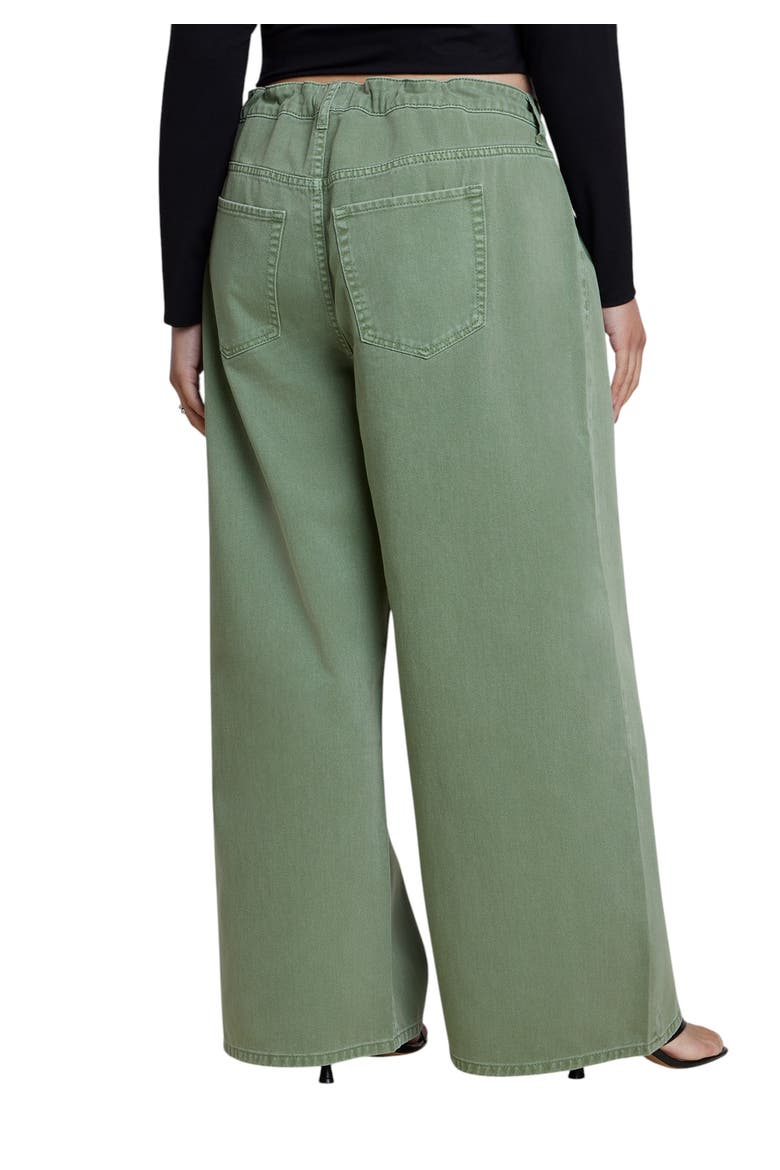 Drawstring Waist Lightweight Wide Leg Jean (plus), Alternate, color, OIL GREEN
