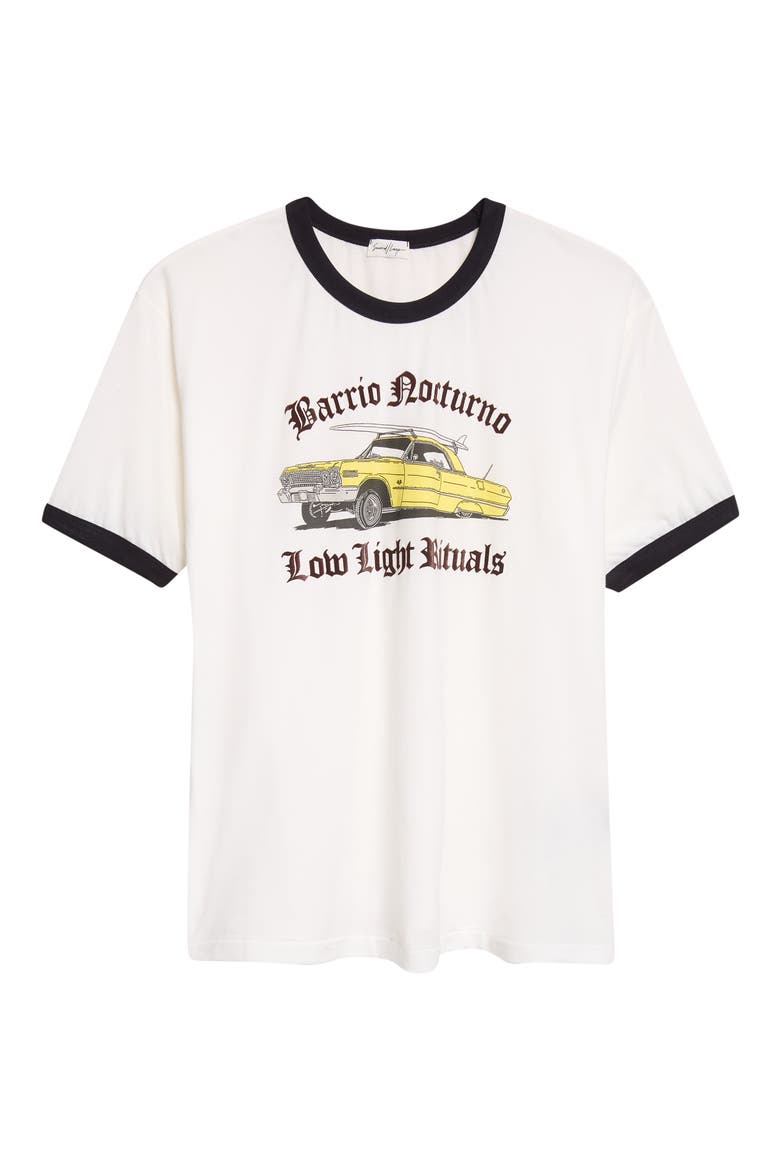 Barrio Nocturno Cotton Ringer Graphic T-Shirt, Main, color, WHITE/ BLACK