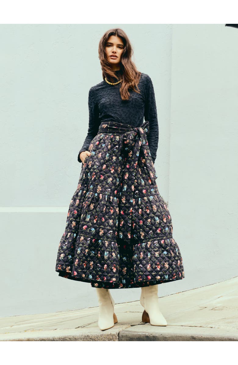 Eddy Celine Skirt, Alternate, color, Quilted Florence Black Floral