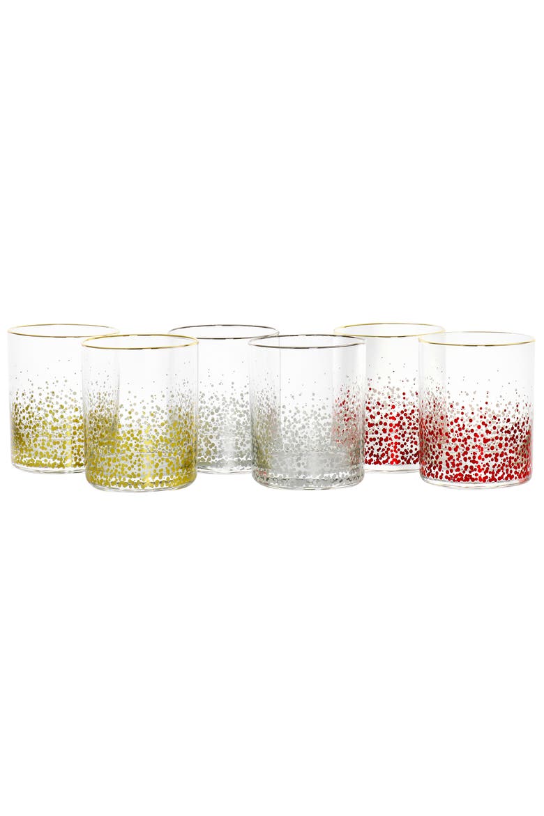 California Designs Audrey Hill 6 Piece 13.5oz Double Old Fashion Glass Set in Assorted Colors, Main, color, Assorted