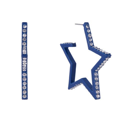 Blue Star Hoop Earrings