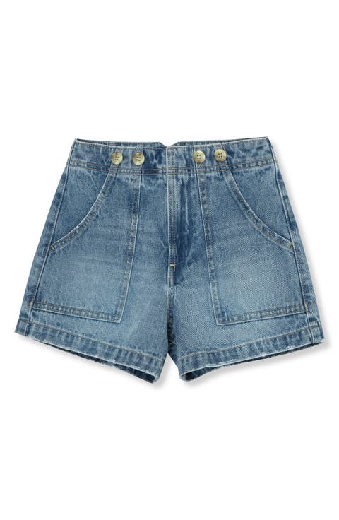 Kids' Button Detail Denim Shorts (Big Kid)