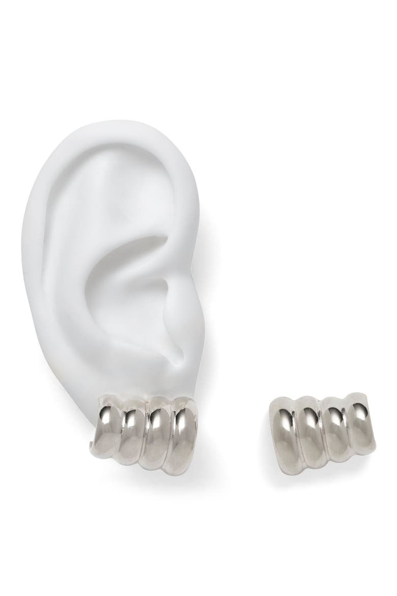 Scala Huggie Hoop Earrings, Alternate, color, SILVER