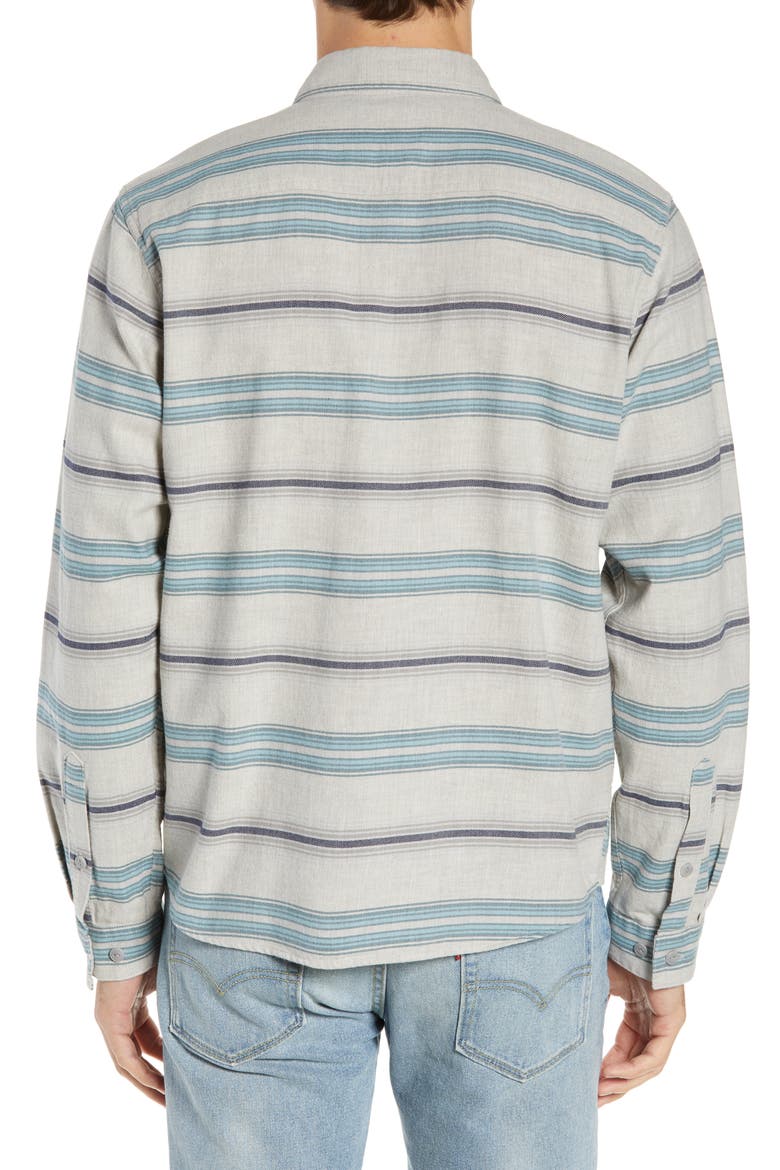 Regular Fit Organic Cotton Flannel Shirt, Alternate, color, TARKINE STRIPE DRIFTER GREY