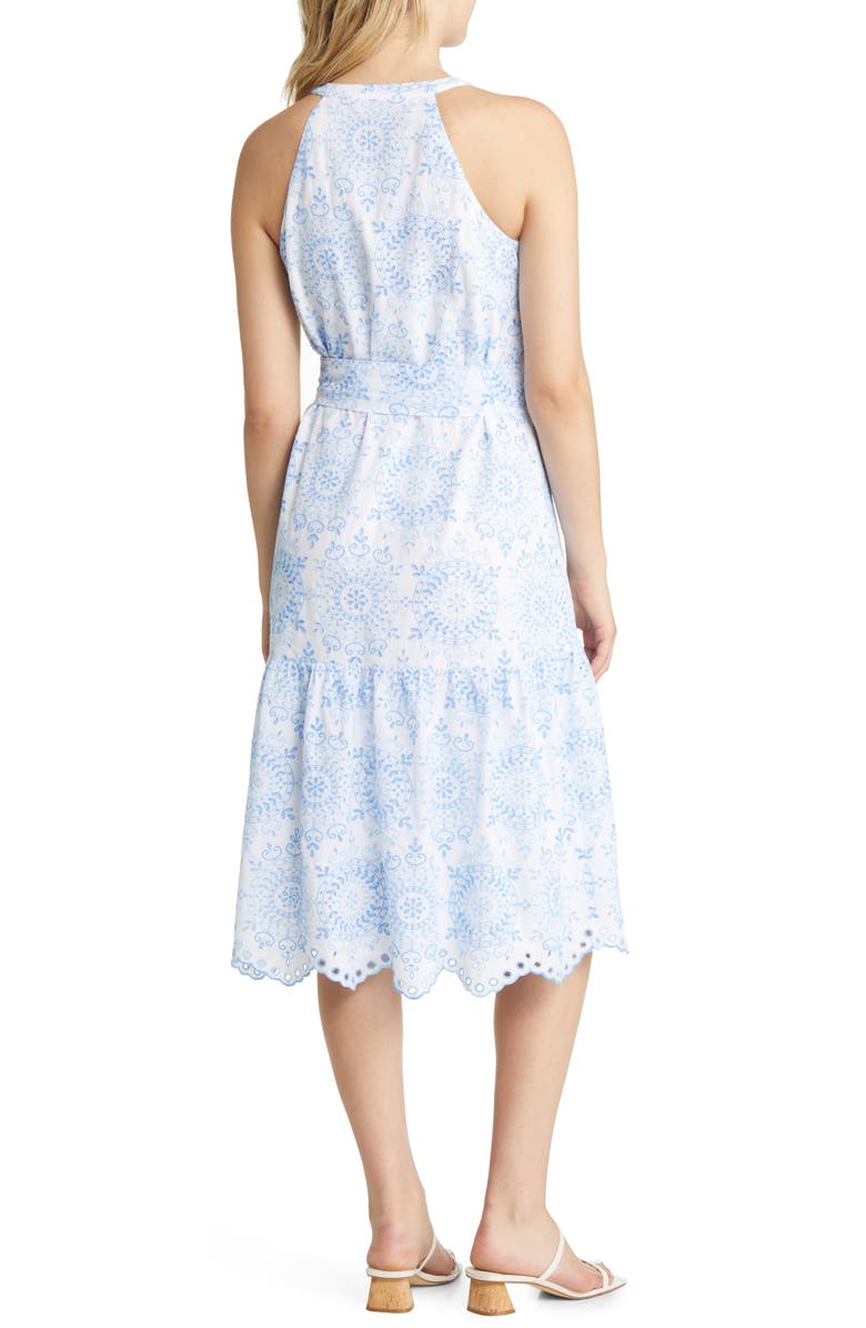 Lilly Pulitzer<sup>®</sup> Kiri Tie Waist Cotton Eyelet Midi Dress, Alternate, color, 