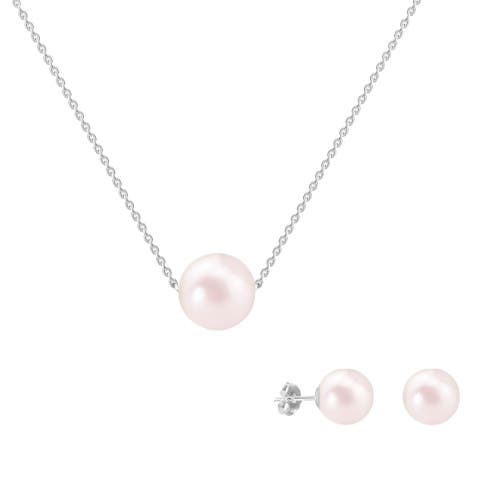 Donatello Gian Sterling Silver Shell Pearl Jewelry Set In Pink