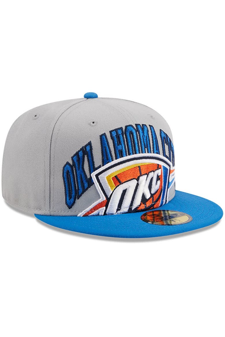 Men's New Era Gray/Blue Oklahoma City Thunder Tip-Off Two-Tone 59FIFTY Fitted Hat, Alternate, color, Gray