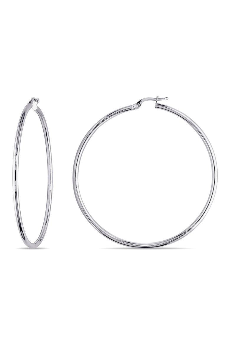 Polished Hoop Earrings, Main, color, WHITE GOLD