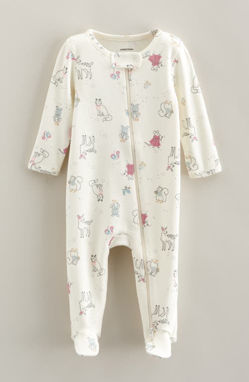 Nordstrom Print Cotton Footie In Multi