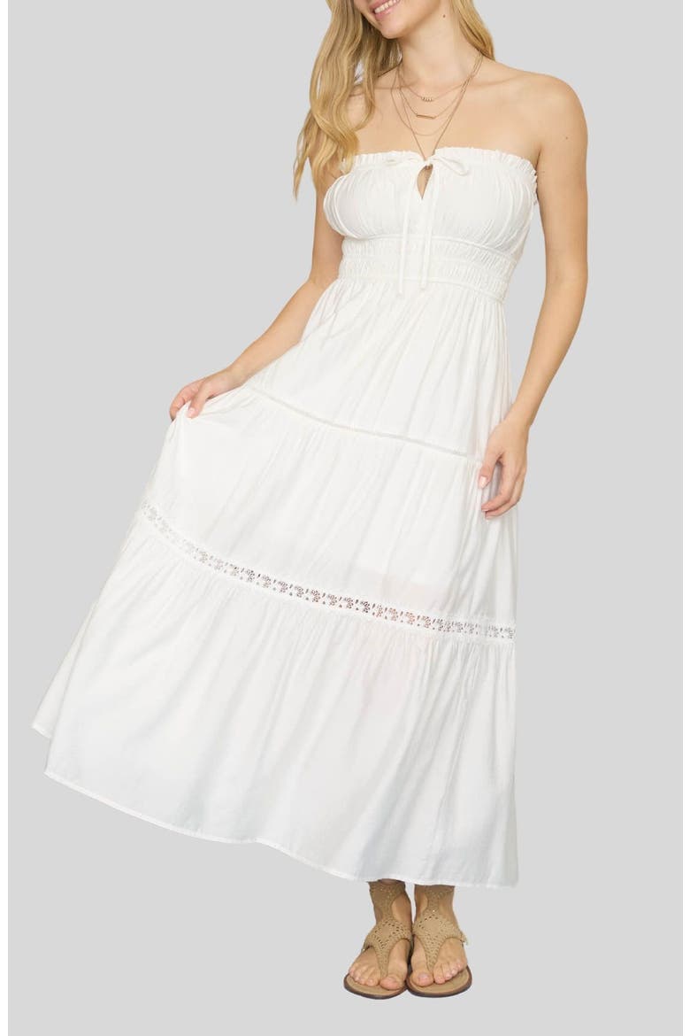 Strapless Midi Dress, Alternate, color, WHITE