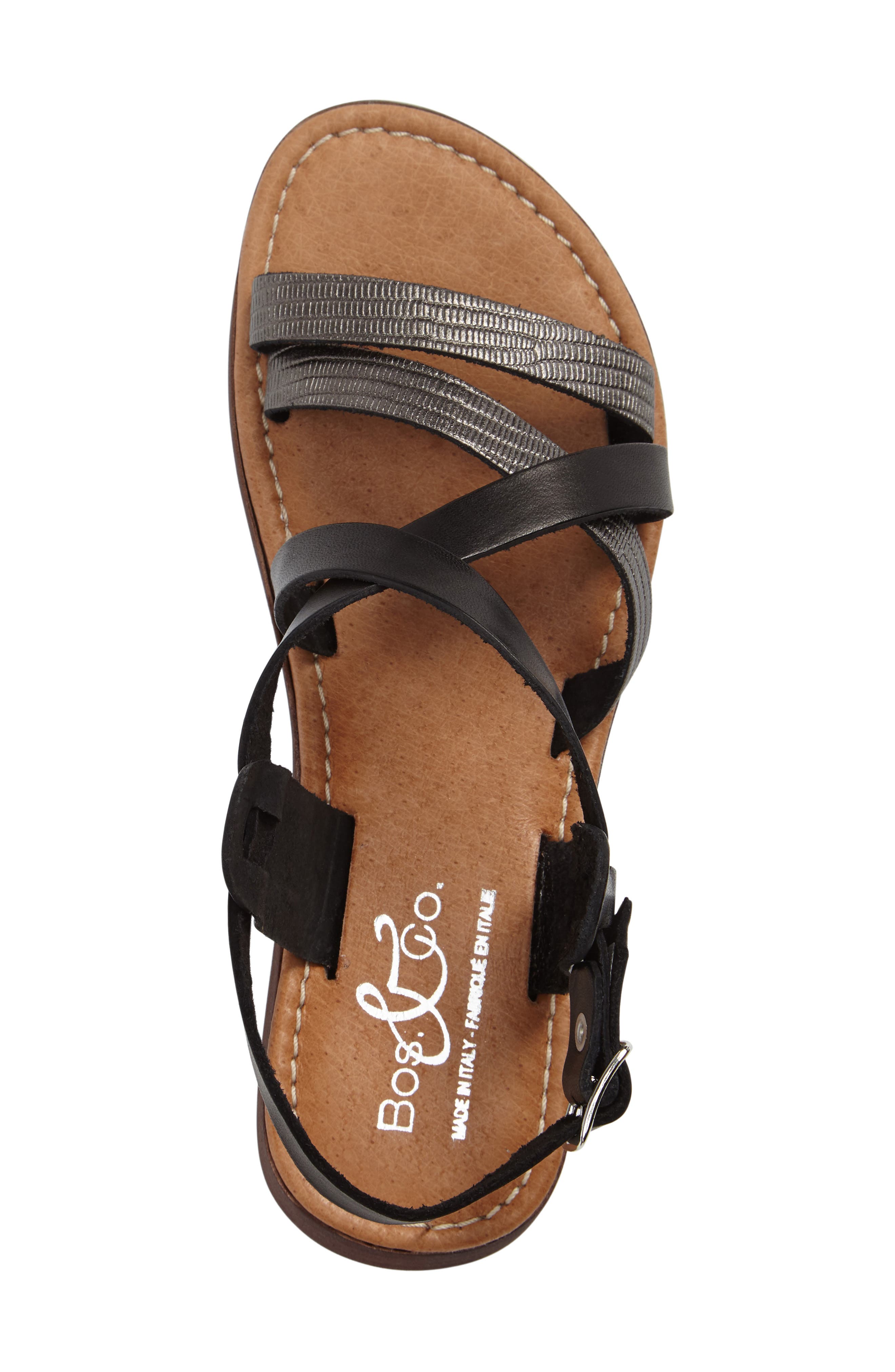 Ionna Sandal, Alternate, color, BLACK/ PEWTER LEATHER