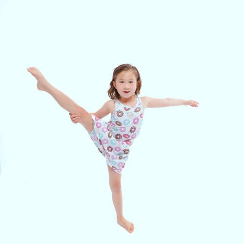 Norani Kids Organic Drop Waist Dress With Matching Biker Shorts In Donuts