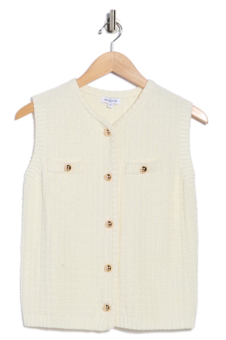 Pru Sleeveless Cotton Blend Sweater Vest, Alternate, color, WHITE
