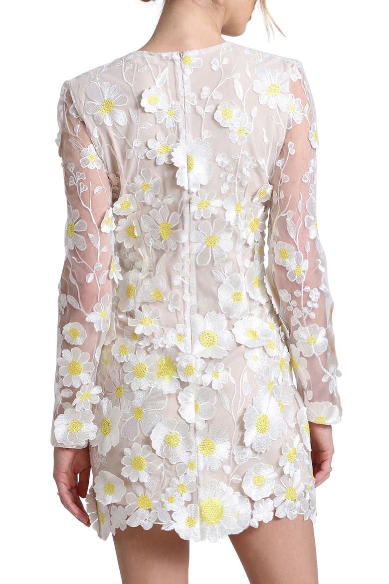 Appliqué Long Sleeve Minidress, Alternate, color, DAISY