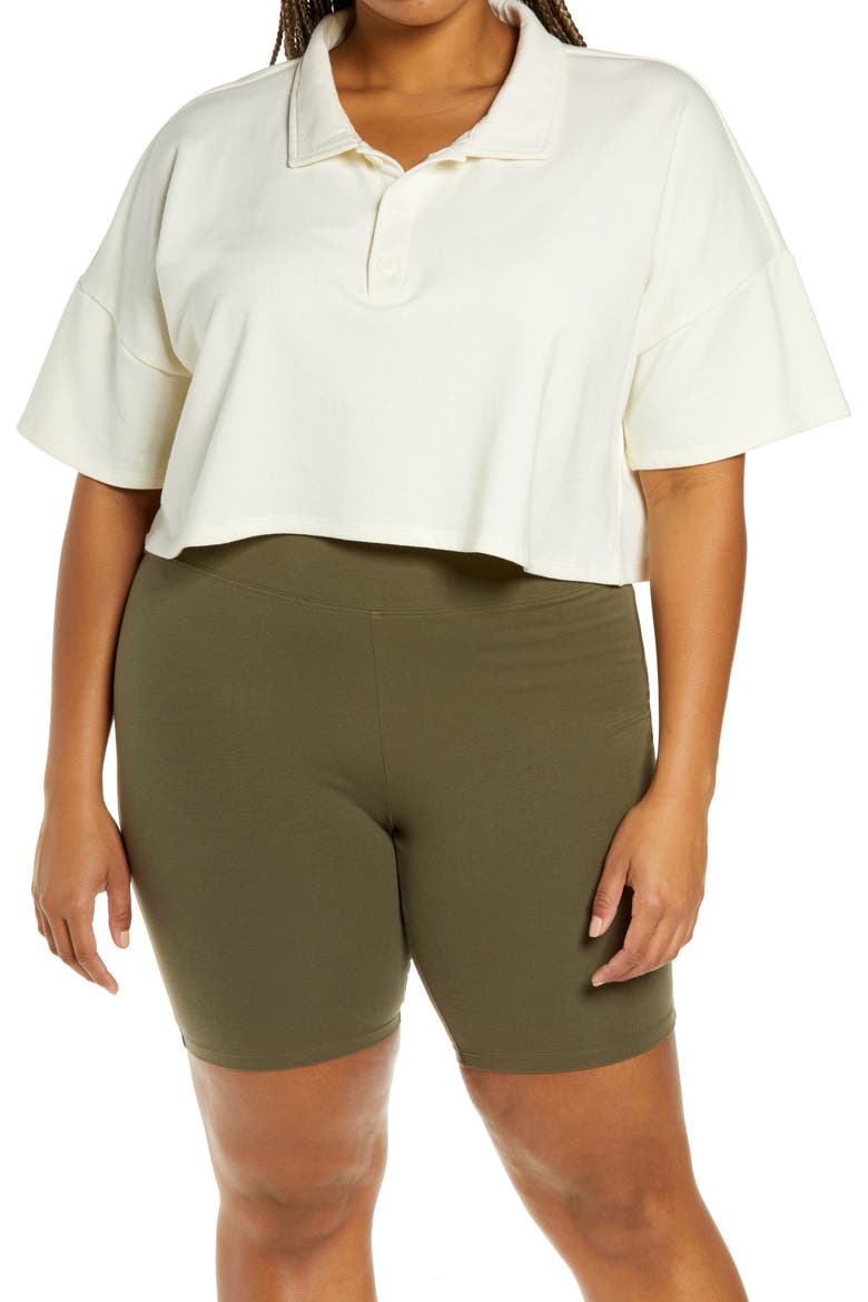 French Terry Crop Polo, Main, color, IVORY