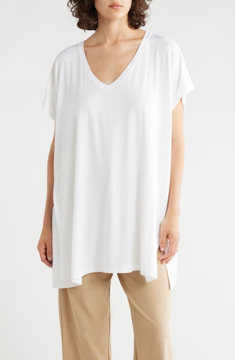 V-Neck Long Boxy Top (Plus)