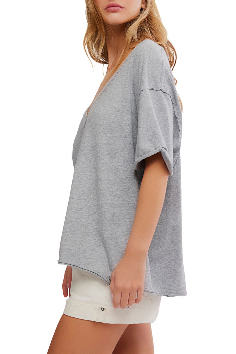 Nina V-Neck Cotton T-Shirt, Alternate, color, HEATHER GREY