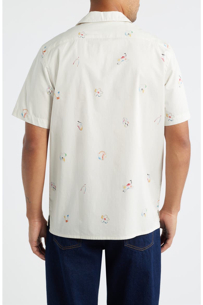 Casual Fit Print Cotton Camp Shirt, Alternate, color, OFF WHITE