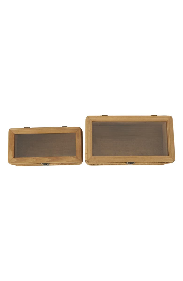 UMA Set of 2 Natural Rattan Boxes, Alternate, color, Brown