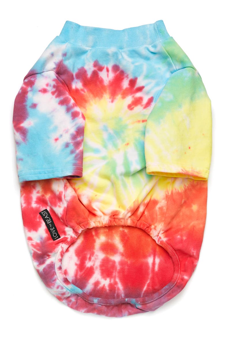 Rainbow Tie-Dye Dog Tee, Alternate, color, RAINBOW