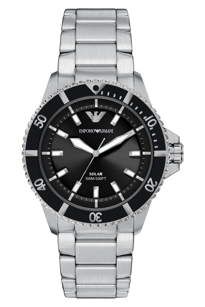 World Explorer Solar Bracelet Watch, 42mm, Main, color, SILVER
