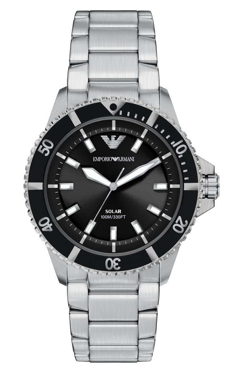 Emporio Armani World Explorer Solar Bracelet Watch, 42mm, Main, color, Silver