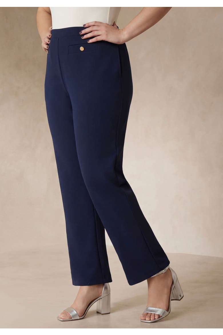 Stretch Knit Crepe Sailor Trouser, Alternate, color, NAVY