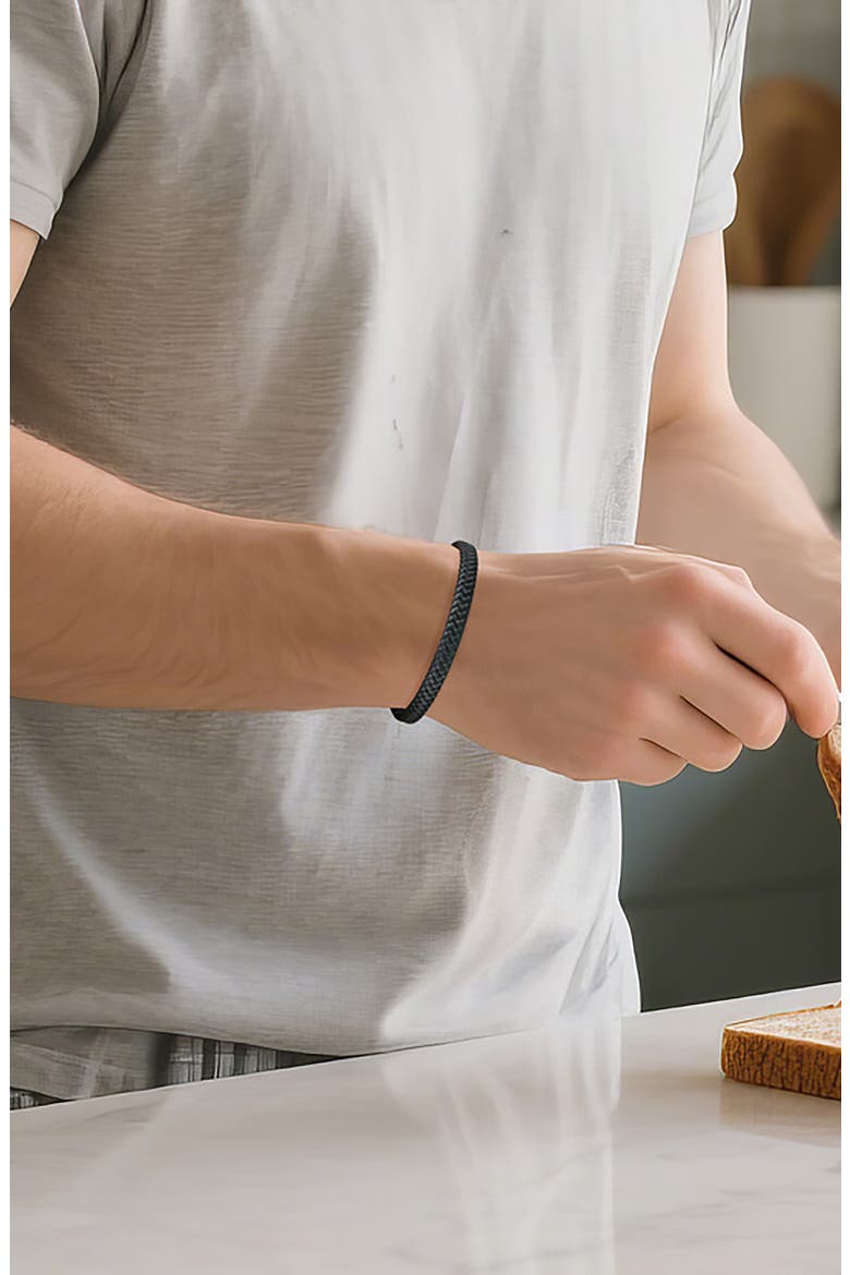 Men's Woven Leather Bracelet, Alternate, color, GOLD