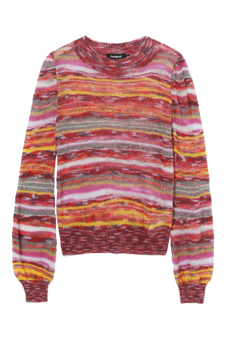 Quebec Stripe Crewneck Sweater, Alternate, color, RED