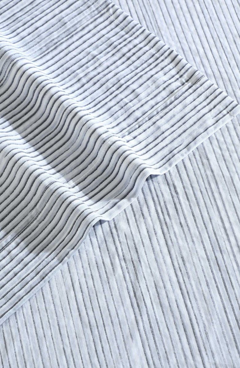 Calvin Klein Wavy Stripe Washed Percale Sheet Set, Alternate, color, Light Blue