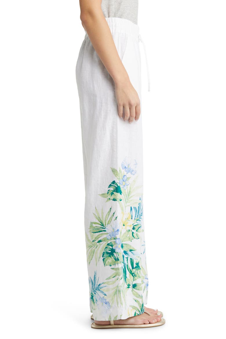 Tropical Retreat Wide Leg Linen Pants, Alternate, color, WHITE