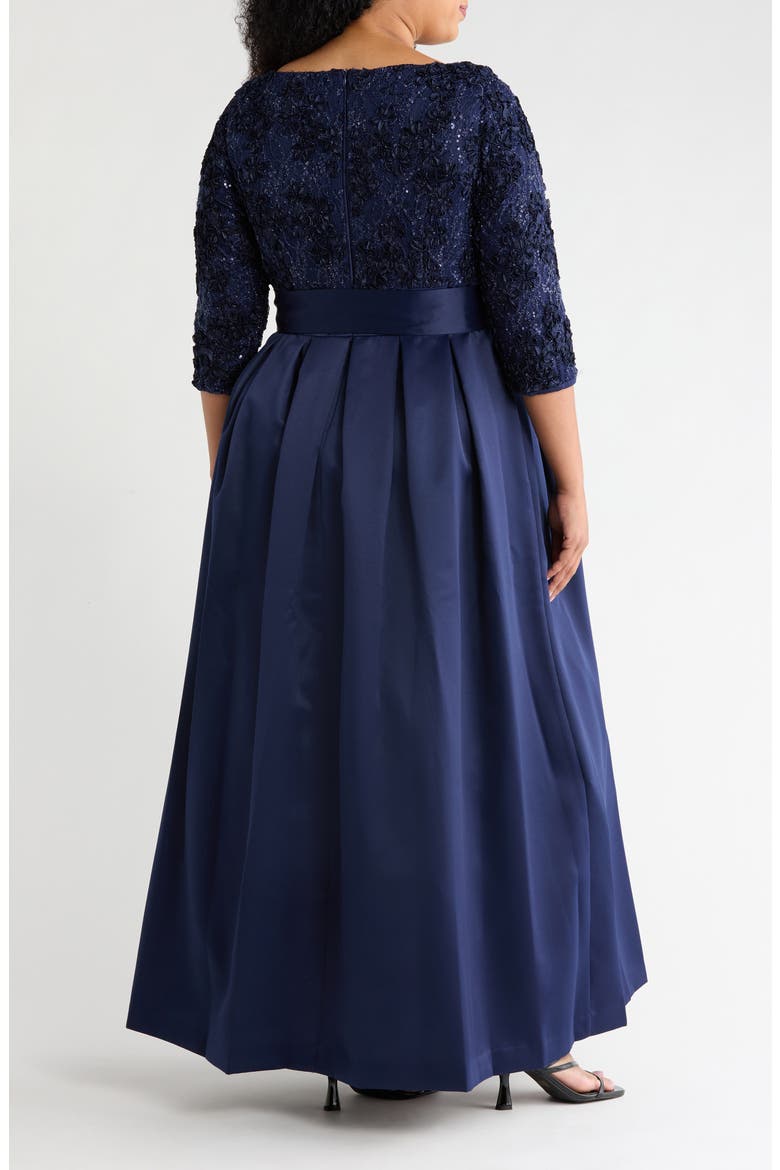 Floral Embroidered Gown, Alternate, color, NAVY