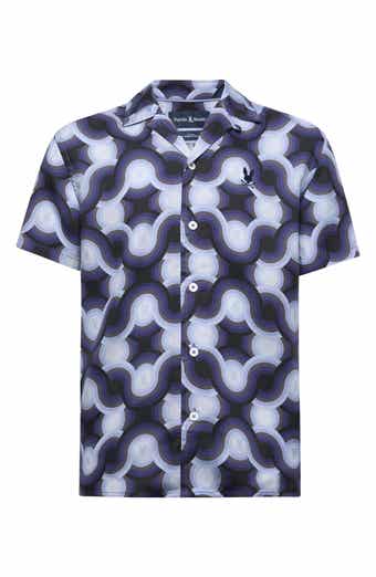 Psycho Bunny Kids' Paros Print Cotton Camp Shirt