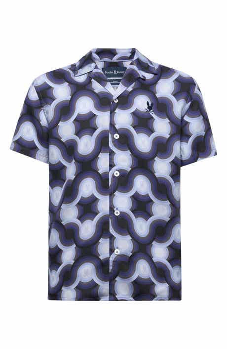 Psycho Bunny Kids' Paros Print Cotton Camp Shirt