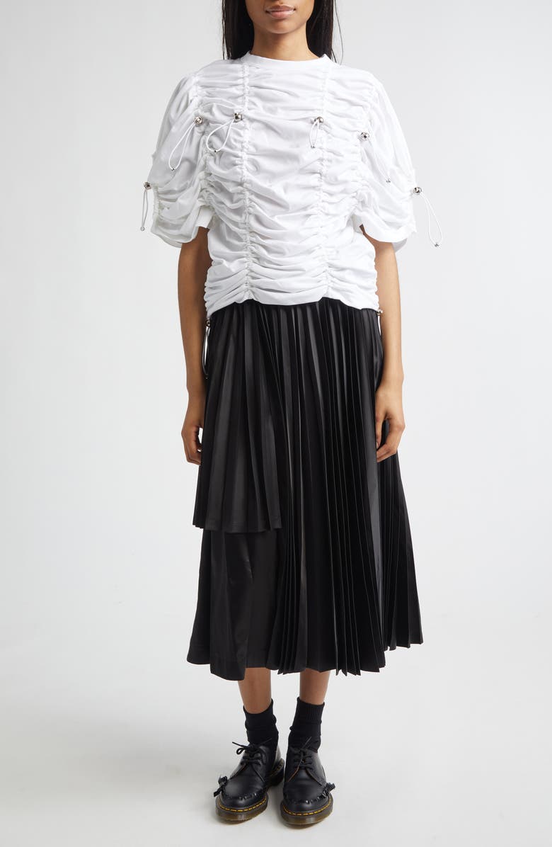 Noir Kei Ninomiya Pleated Satin Skirt, Alternate, color, Black