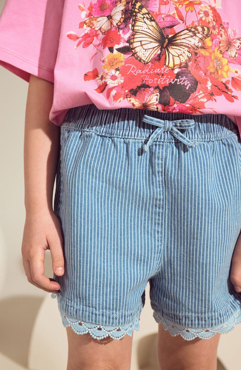 NEXT Kids' Stay Wild Oversize Graphic T-Shirt & Stripe Drawstring Shorts Set, Alternate, color, Pink