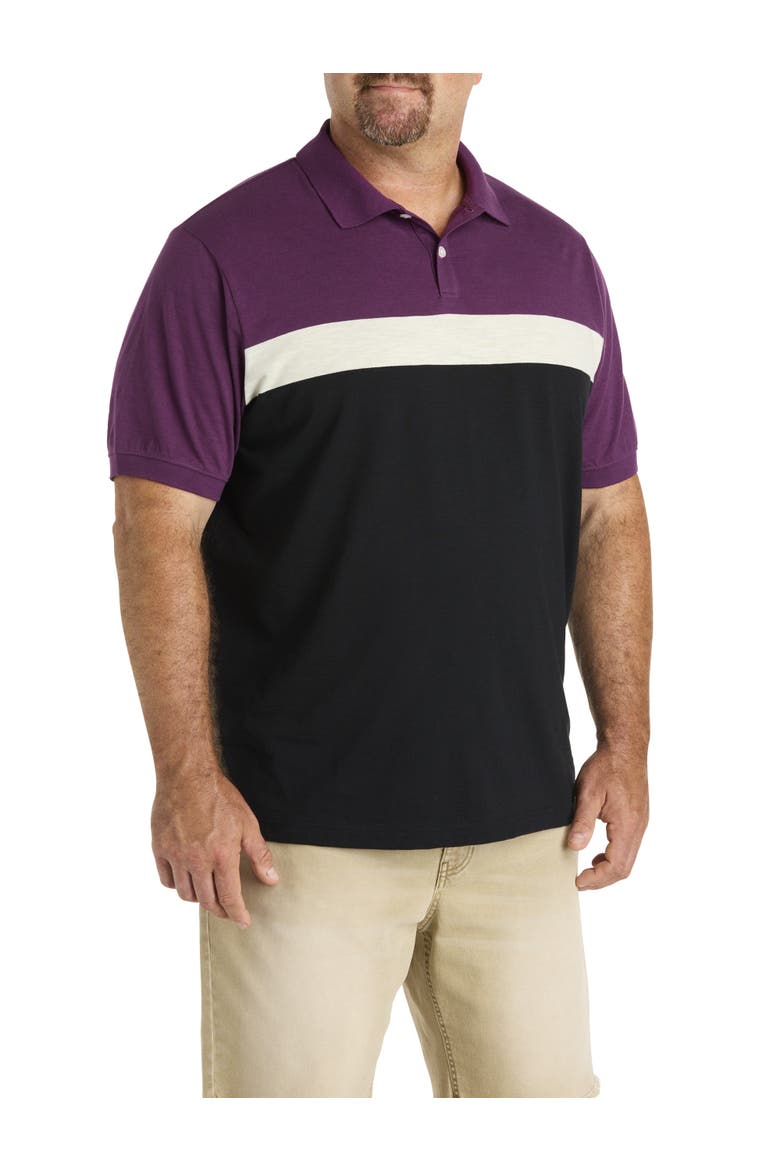 Big & Tall Chest-Striped Polo Shirt, Main, color, PLUM MULTI