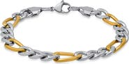STEELTIME Men's Two Tone Figaro Chain Bracelet