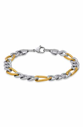 Men's Two Tone Figaro Chain Bracelet