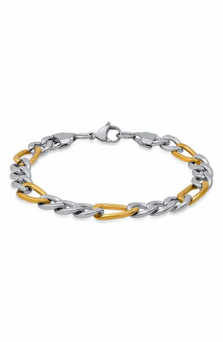 Men's Two Tone Figaro Chain Bracelet