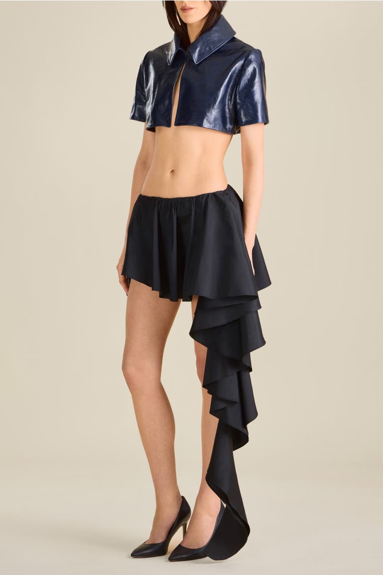 Todd Gathered Asymmetric Mini Skirt, Alternate, color, Black